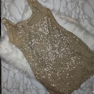 Vintage 90s/Y2K Fredrick's of Hollywood Gold Sparkle Dress Slip Size Small